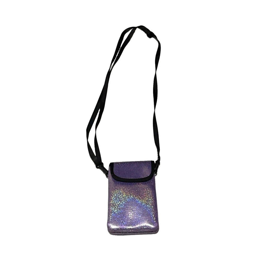 Purple Glitter Crossbody Case Cell Phone Pouch with Strap